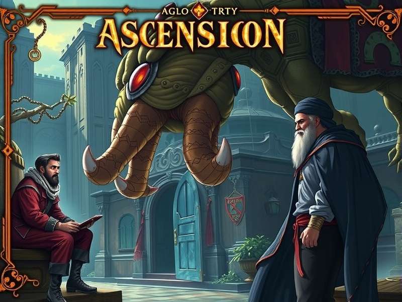 Ascension game board with cards and tokens