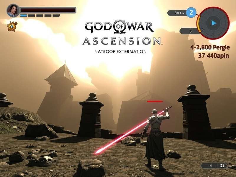 God of War Ascension gameplay scene on PS5 showing Kratos in action