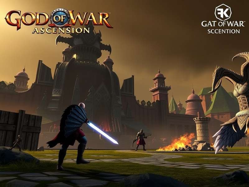 Kratos from God of War Ascension wielding the Blades of Chaos in a fiery rage