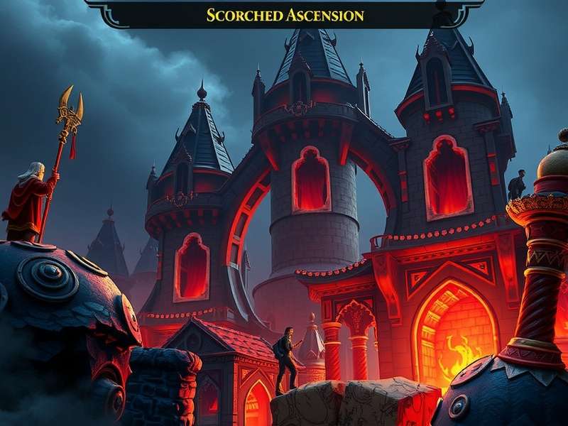 Dynamic in-game shot of Scorched Ascension map showing environmental hazards and player positioning