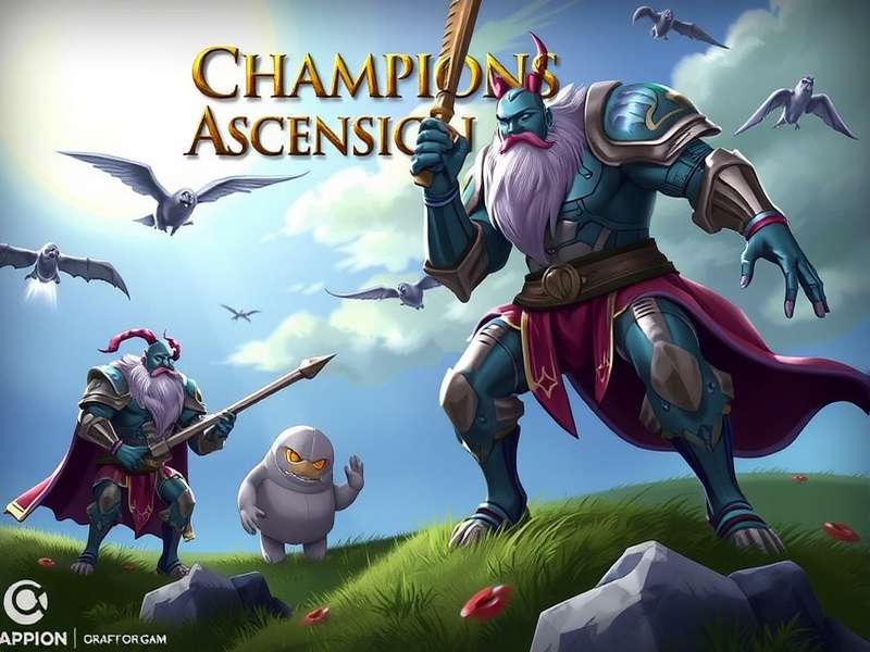 Epic battle scene from Champions Ascension showing champions clashing in a fantasy arena