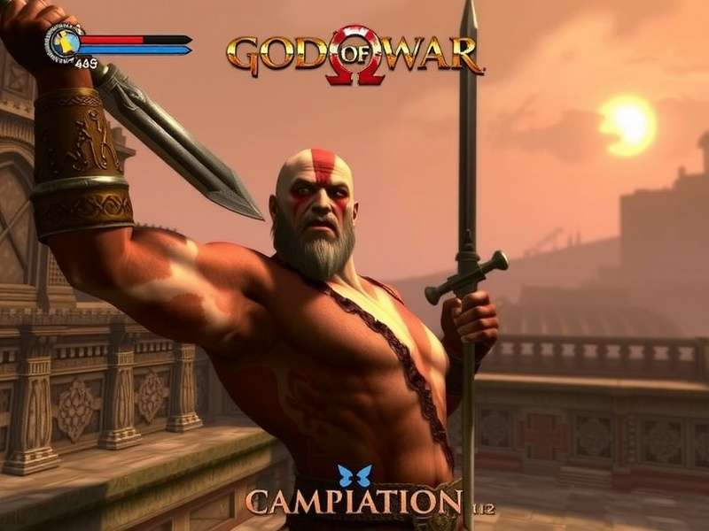 Kratos facing the Colossus of Rhodes in God of War Ascension PS2