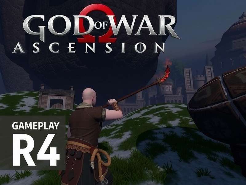Epic God of War Ascension gameplay scene showing Kratos battling a massive creature