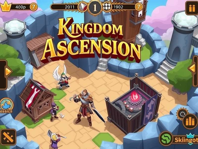 Kingdom Ascension game board with cards and tokens
