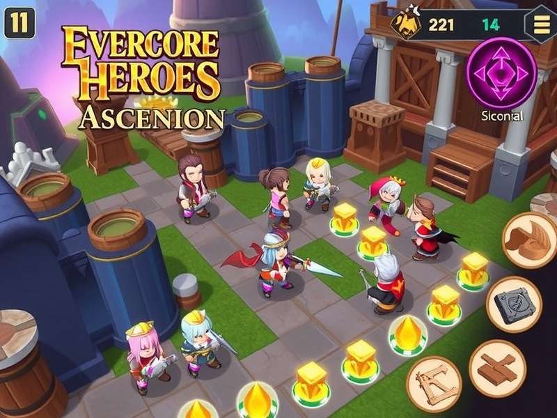 Evercore Heroes Ascension Gameplay – Epic battle scene with heroes and ascending energy