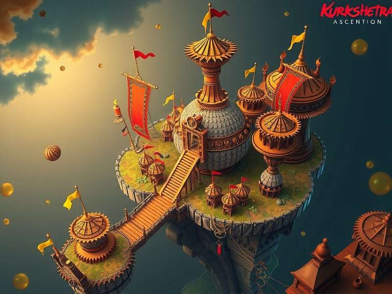 Kurukshetra Ascension Game — epic battlefield panorama with champions and celestial glow