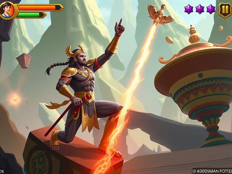 Kurukshetra Ascension arena overview with flame geysers and Dharma shrine